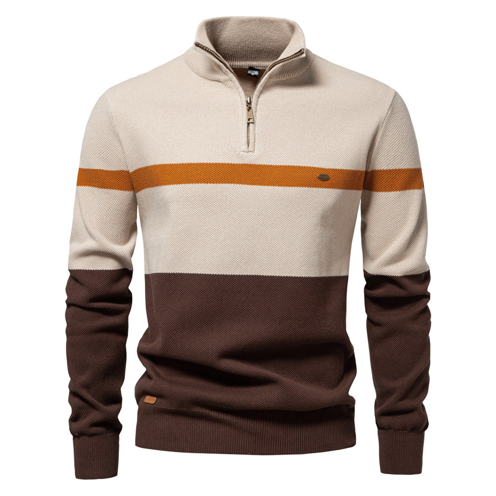 Herren Pullover mit Stehkragen und Zipper EB