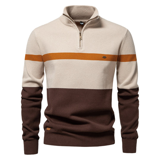 Herren Pullover mit Stehkragen und Zipper EB