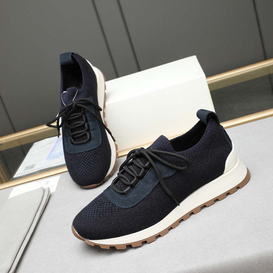 Damen Sportliche Strick-Sneaker mit atmungsaktiver Oberfläche und elastischem Schnürsystem EB