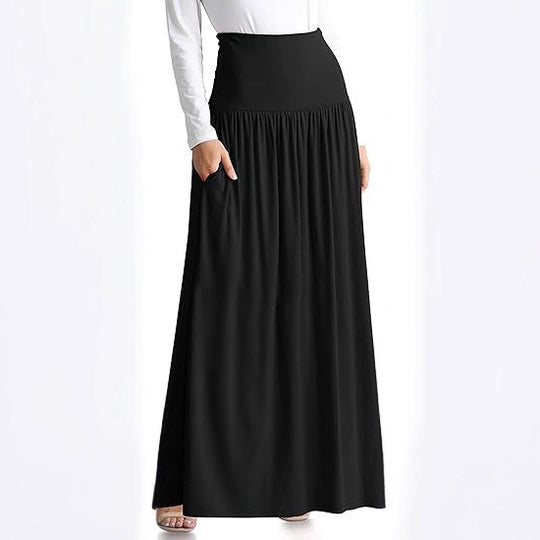 Damen Maxi-Rock mit elastischem Bund und Taschen EB