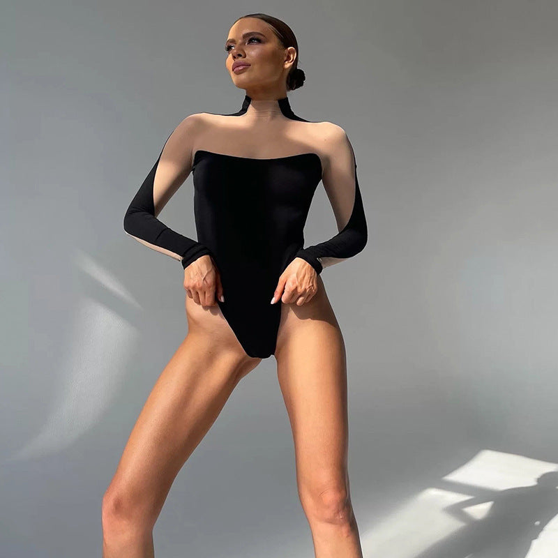 Damenbody mit transparenten Ärmeln und schickem Bustier-Design EB