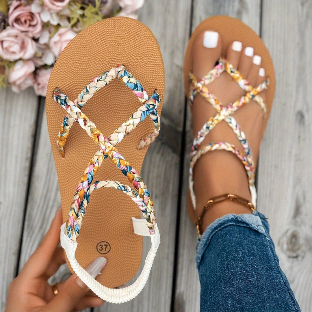 Damen Mode Sandalen mit geflochtenem Riemen EB