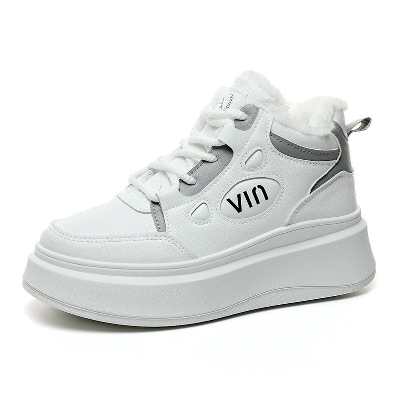 Damen modische High-Top Sneakers mit kuscheligem Innenfutter und robustem Sohlenprofil EB
