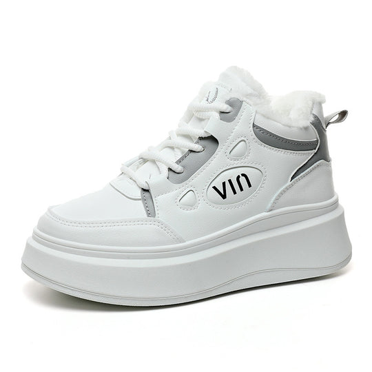 Damen modische High-Top Sneakers mit kuscheligem Innenfutter und robustem Sohlenprofil EB