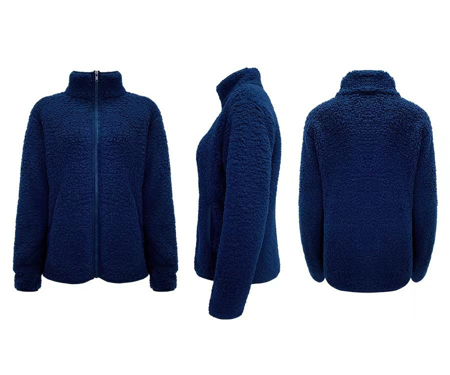 Damen Fleecejacke mit hohem Kragen und seitlichen Reißverschlusstaschen EB