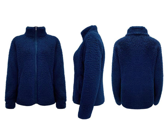 Damen Fleecejacke mit hohem Kragen und seitlichen Reißverschlusstaschen EB