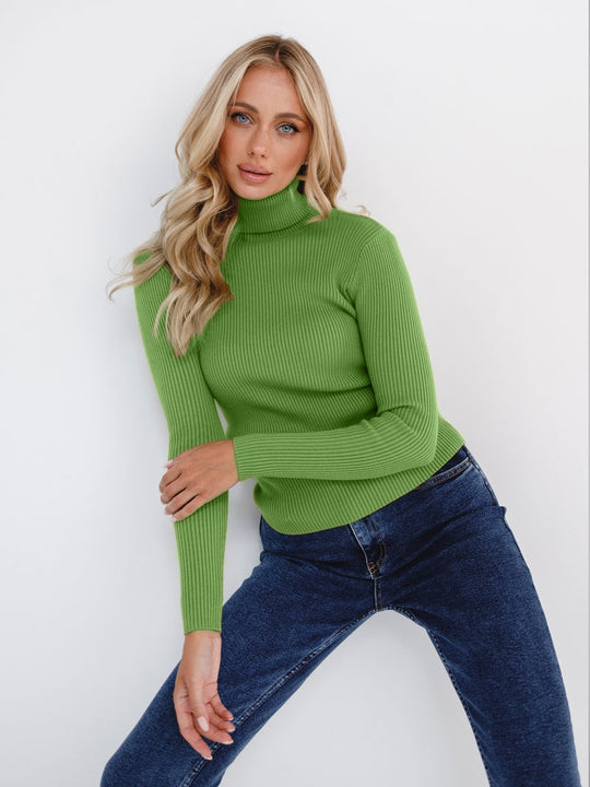 Damen Rollkragenpullover mit geripptem Design und lässigem Schnitt EB
