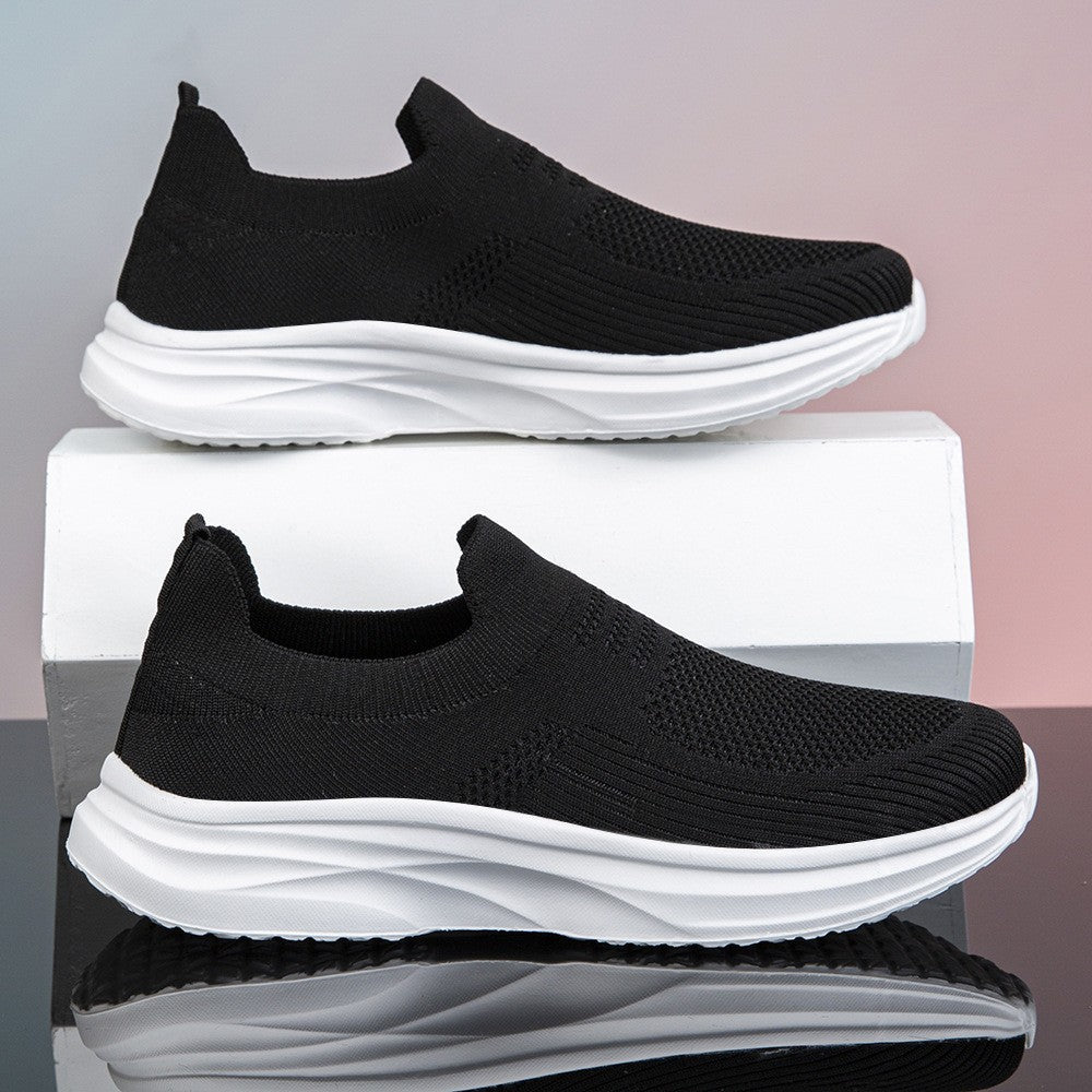 Damen nan gestrickter Sockensneaker mit stoßdämpfender Keilsohle und nahtlosem Slip-On EB