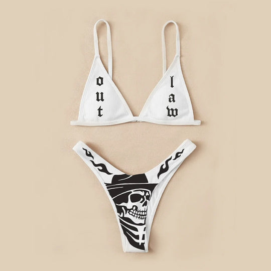 Damen Bandeau Bikini-Set mit auffälligem Grafikdruck EB