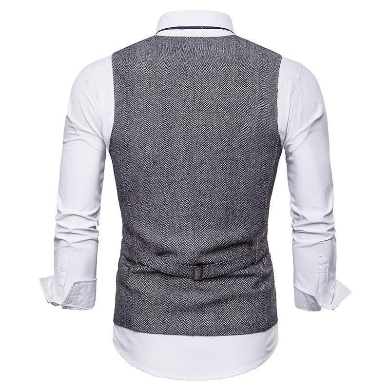 Herren elegante Weste im klassischen Herringbone-Design mit praktischen Taschen EB