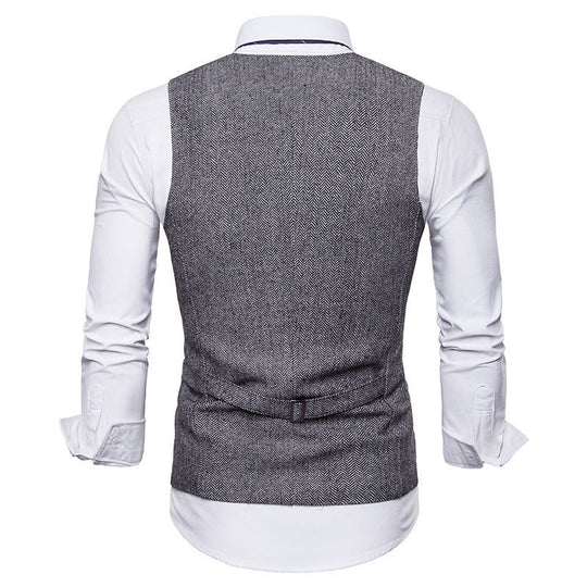 Herren elegante Weste im klassischen Herringbone-Design mit praktischen Taschen EB