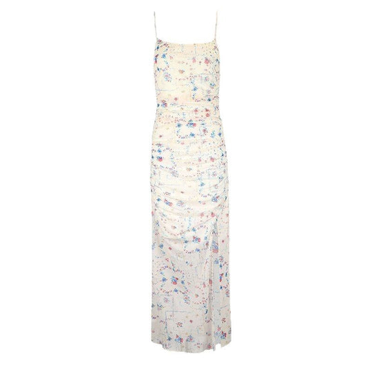 Damen Maxikleid mit zarten Rüschendetails und floralem Muster EB