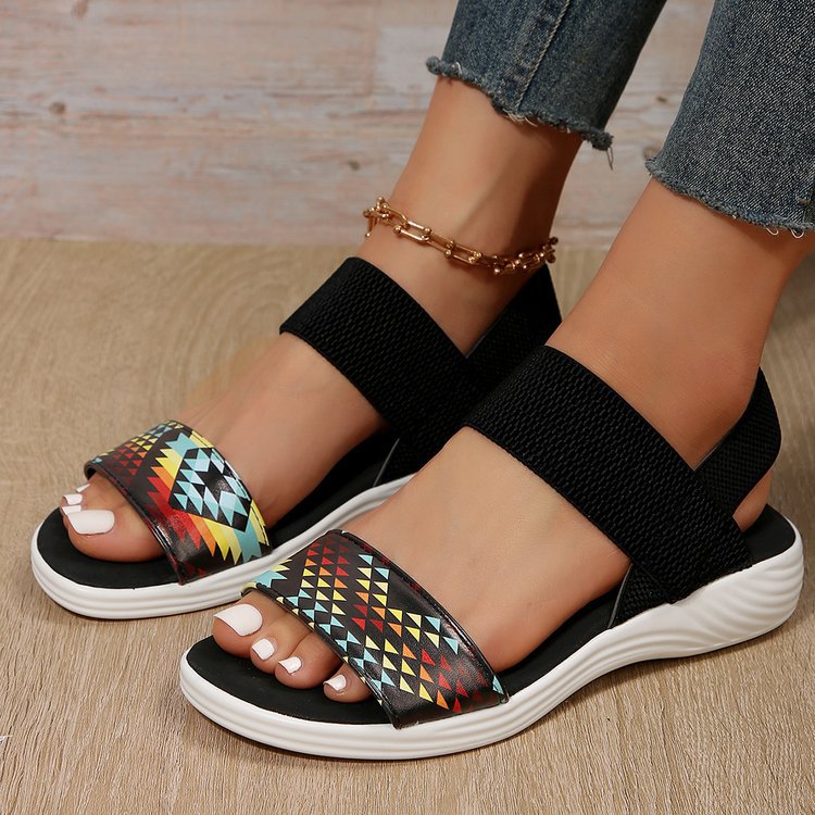 Damen Freizeitsandalen mit elastischen Riemen und rutschfester Sohle EB
