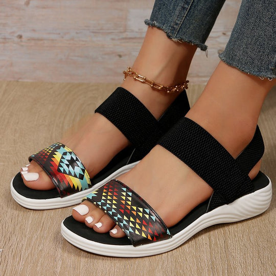 Damen Freizeitsandalen mit elastischen Riemen und rutschfester Sohle EB