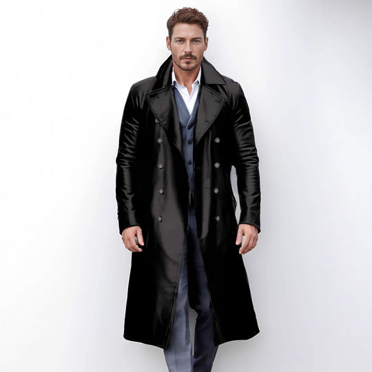 Herren eleganter und glänzender Trenchcoat EB