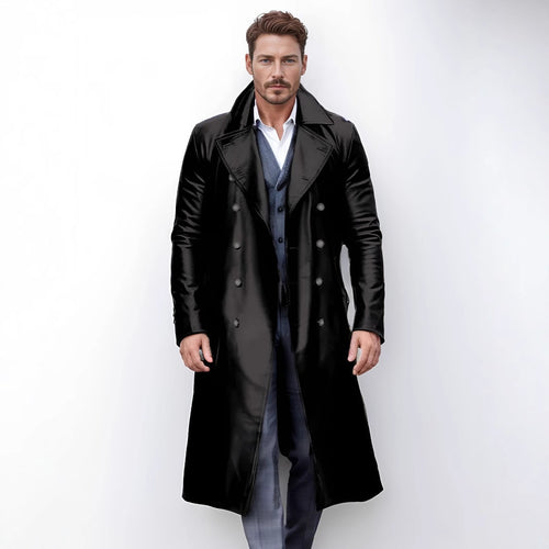 Herren eleganter und glänzender Trenchcoat EB