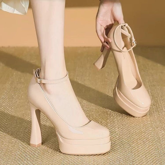 Damen Glamouröse Plateau-Pumps mit verstellbarem Riemchen EB