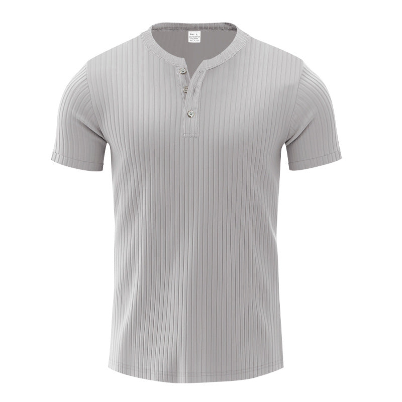 Herren Kurzarm-Henley-T-Shirt mit strukturiertem Design EB