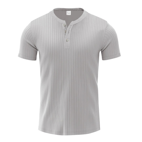 Herren Kurzarm-Henley-T-Shirt mit strukturiertem Design EB