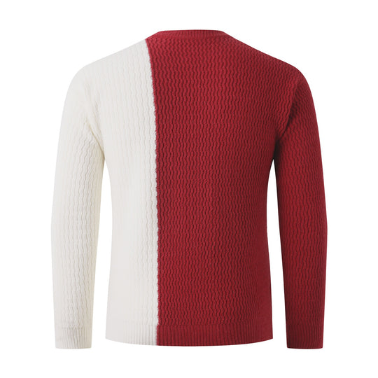 Herren Strickpullover mit modernem Zopfmuster und kontrastierenden Details EB