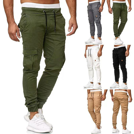 Herren nan taktische Cargo-Jogger mit Tunnelzug, elastischen Bündchen und Mehrfach-Taschen EB