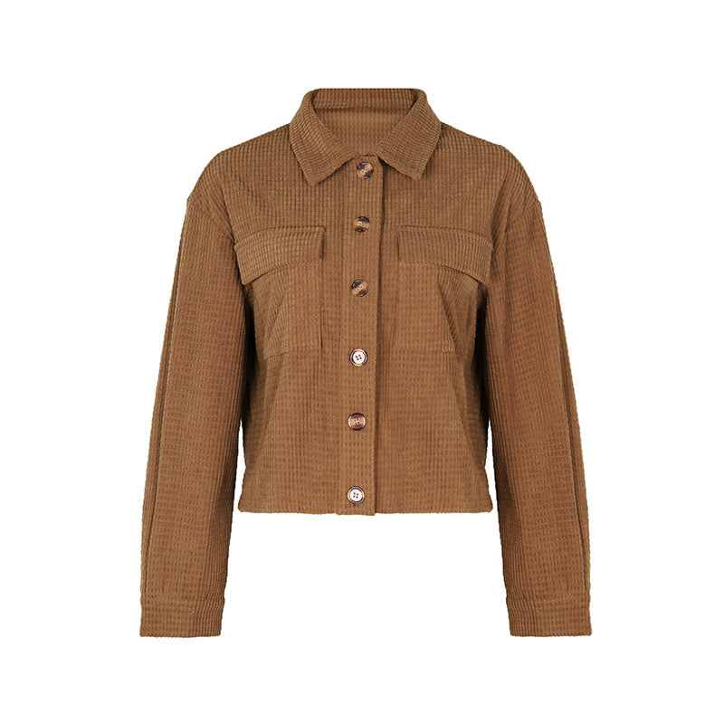 Damen Kordjacke mit Taschen und Knopfverschluss EB