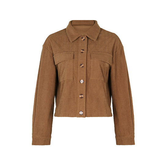 Damen Kordjacke mit Taschen und Knopfverschluss EB