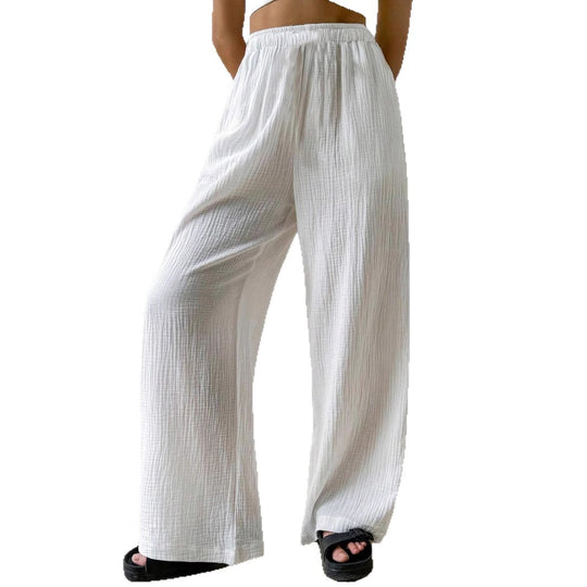 Damen Leichte und elegante weit geschnittene Hose EB
