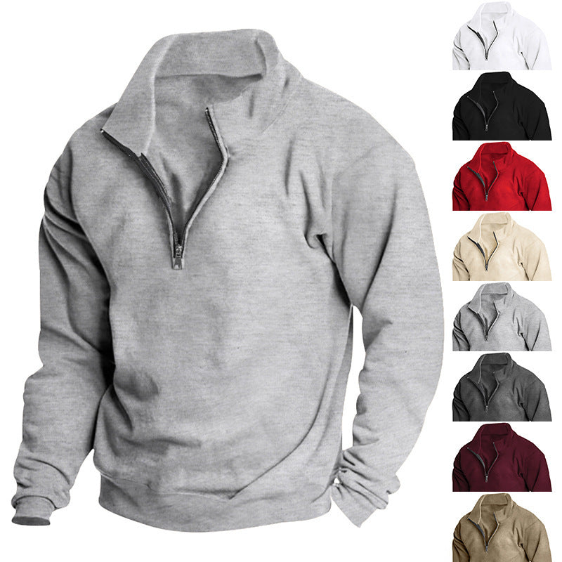 Herren Sportlicher Stehkragenpullover mit Reißverschluss EB