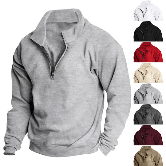 Herren Sportlicher Stehkragenpullover mit Reißverschluss EB