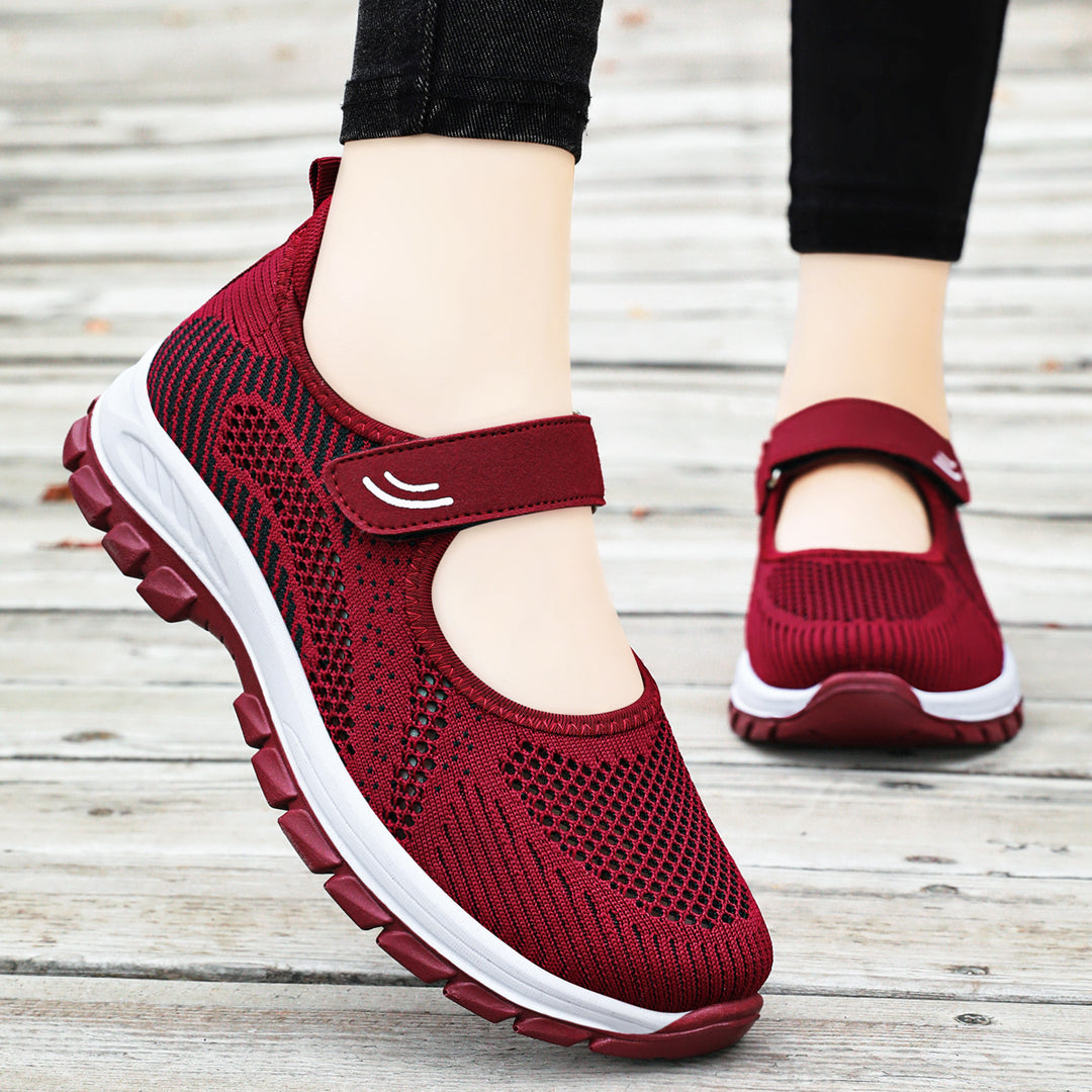 Damen Sportliche Sneakers mit rutschfestem Klettverschluss und atmungsaktivem Obermaterial EB