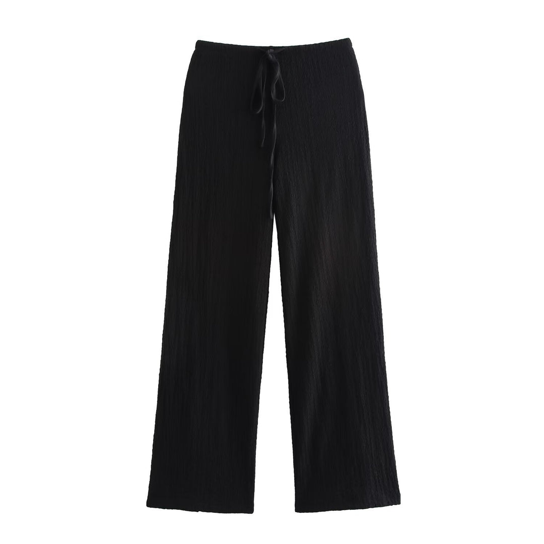 Damen nan leichte Crinkle-Loungebuxe mit weitem Bein und Tunnelzug EB