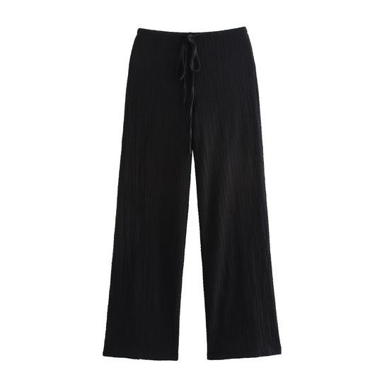 Damen nan leichte Crinkle-Loungebuxe mit weitem Bein und Tunnelzug EB