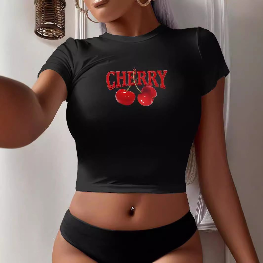Damen Crop-T-Shirt mit kreativem Bärenmotiv und witzigem Spruch EB