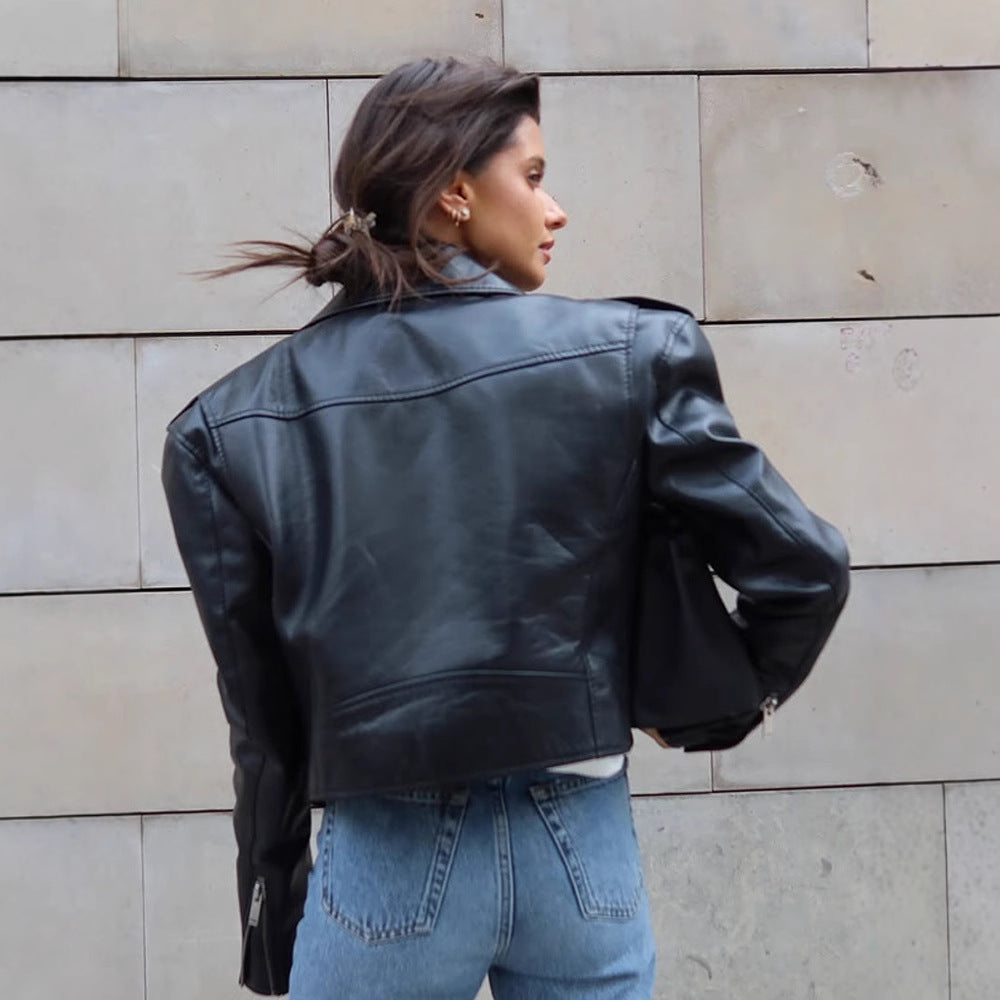 Damen Kunstlederjacke im Biker-Stil mit optimierter Passform EB