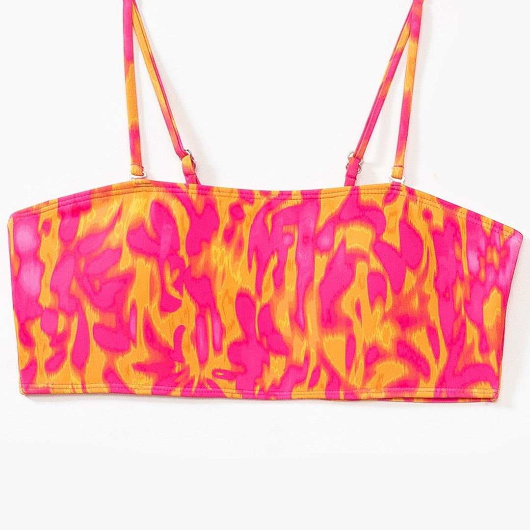 Damen Bikini-Set mit modischem Bandeau-Oberteil und hoch geschnittenen Bottoms EB