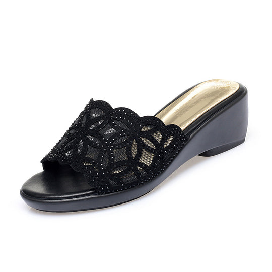 Damen elegante Mules mit Schmuckdetail und komfortablem Blockabsatz EB