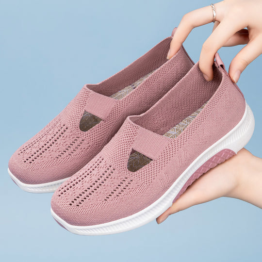 Damen Atmungsaktive Slip-On Sneakers mit elastischen Einsätzen EB