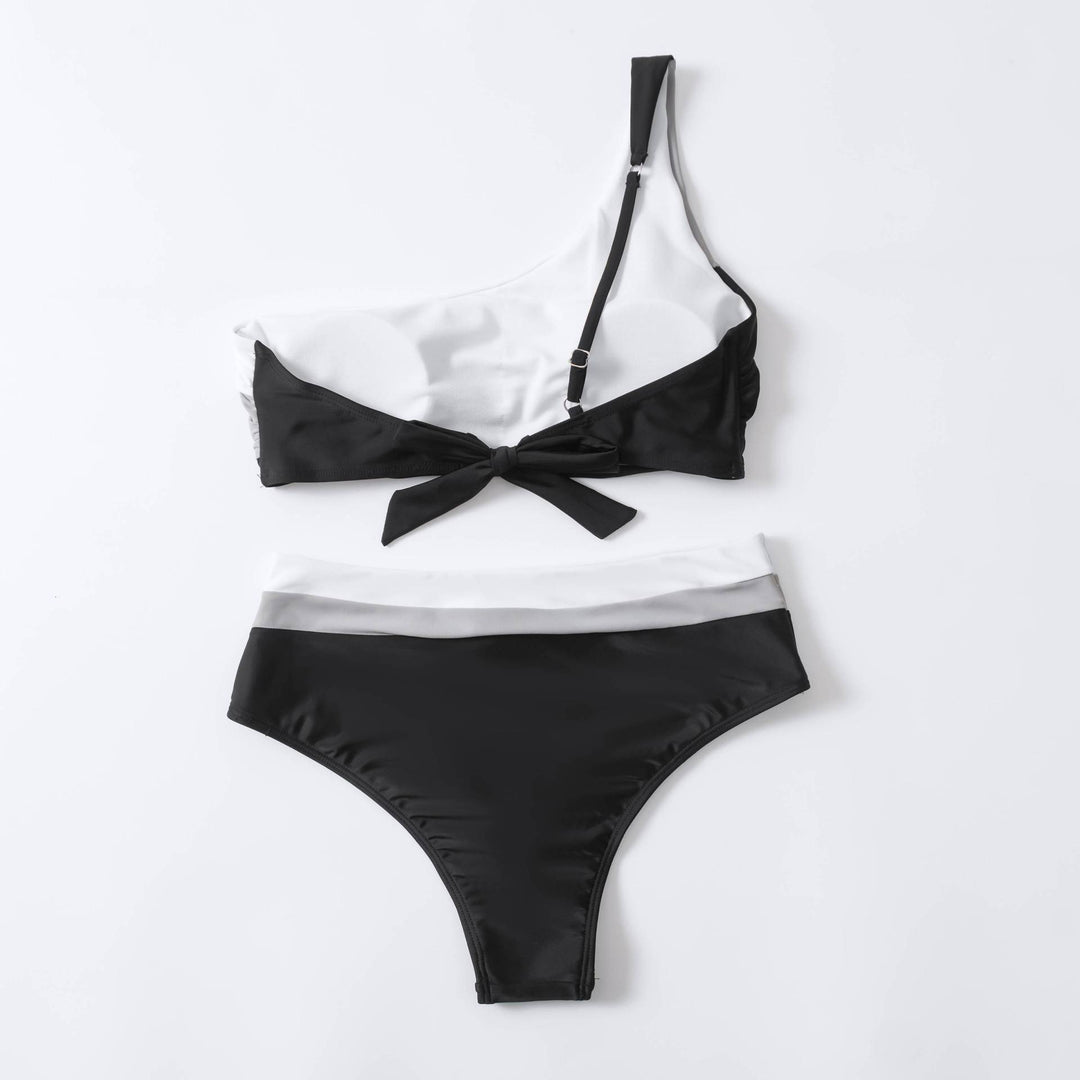 Damen Crop-Bikini mit asymmetrischem Design und hohem Bund EB