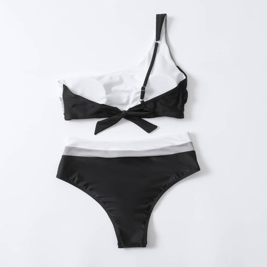 Damen Crop-Bikini mit asymmetrischem Design und hohem Bund EB
