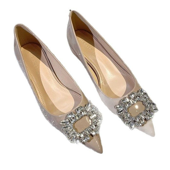 Damen elegante spitze Pumps mit funkelndem Schmuckdetail EB