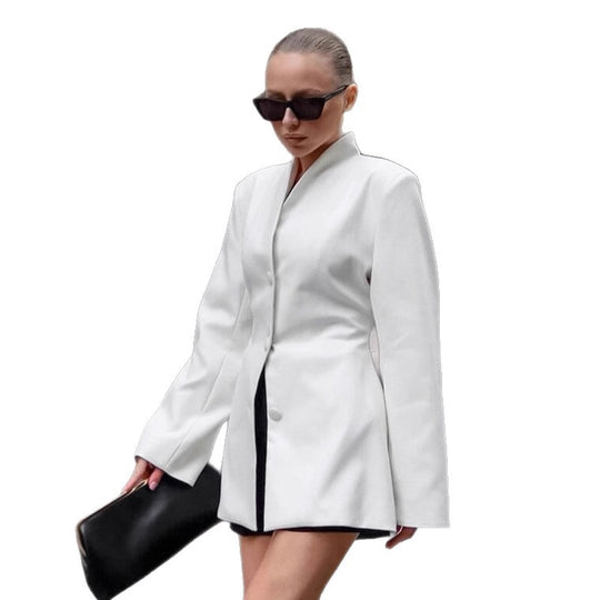 Damen Oversized Blazerjacke mit elegantem Revers und modischem Schnitt EB