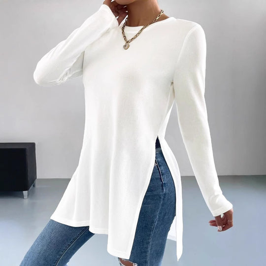 Damen Longsleeve Tunika mit seitlichen Schlitzdetails EB