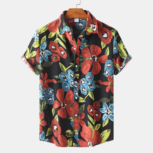 Damen Kurzarmhemd mit lebendigem Blumenmotiv und modernem Schnitt EB
