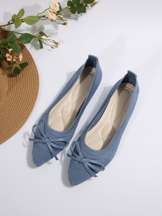 Damen elegante Ballerinas mit modischem Schleifendetail und rutschfester Sohle EB