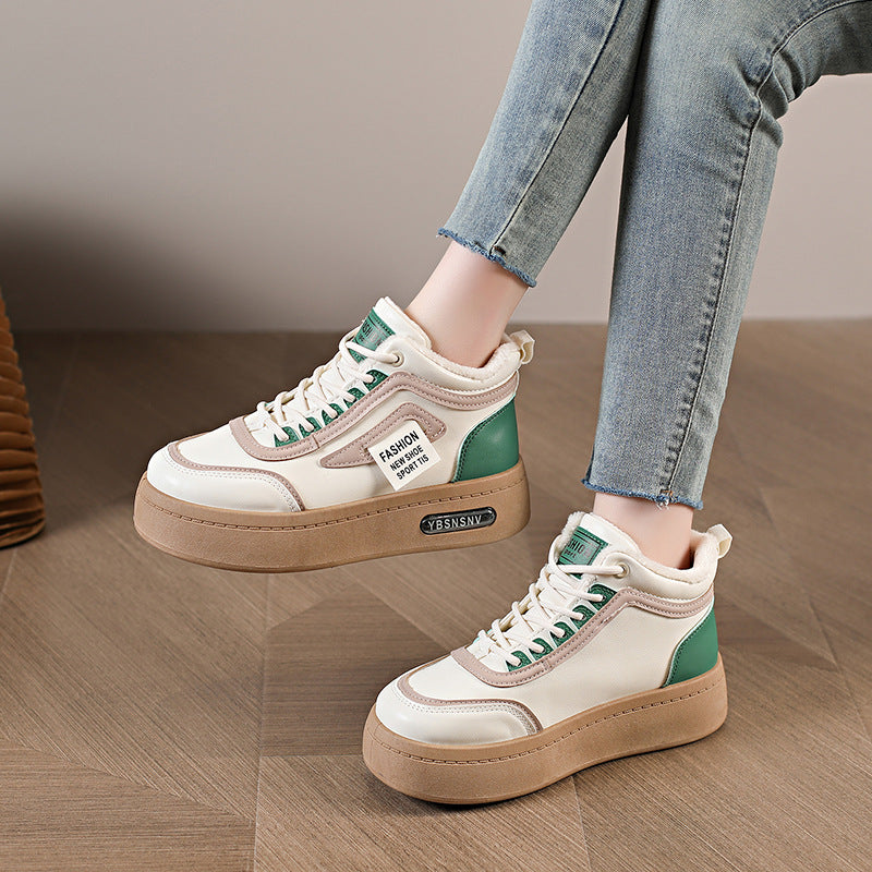 Damen modische High-Top Sneakers mit warmem Innenfutter und robuster Profilsohle EB