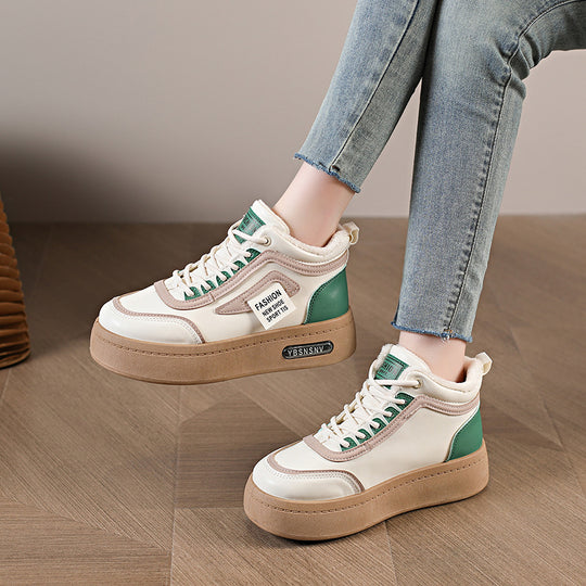 Damen modische High-Top Sneakers mit warmem Innenfutter und robuster Profilsohle EB
