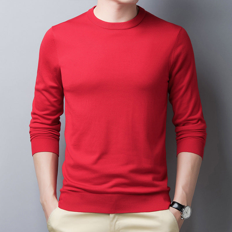 EB | Langarm T-Shirt Slim Fit Wolle Seide Rundhalsausschnitt mit Rippbündchen