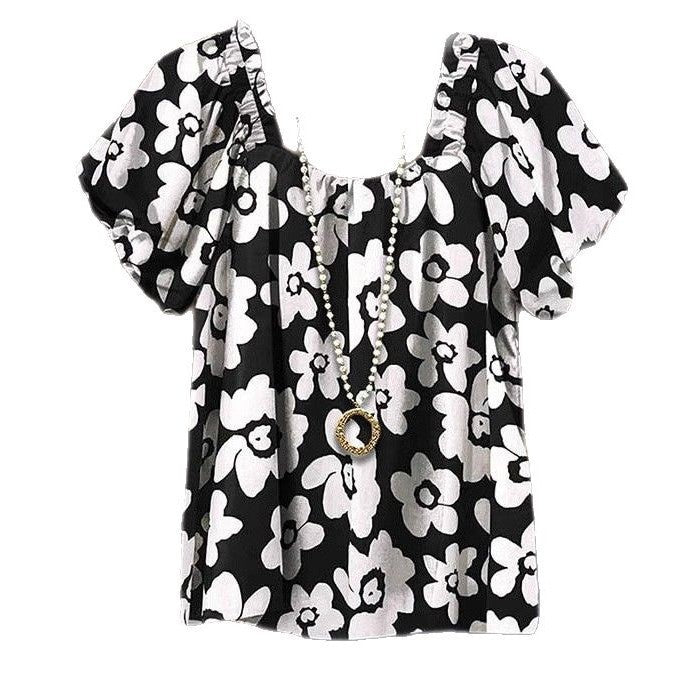 Damen blumiges Oberteil mit Puffärmeln EB