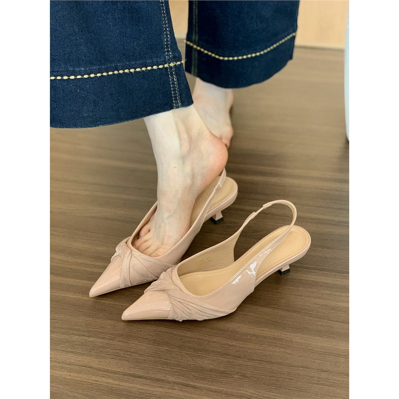 Damen spitze Slingback-Pumps mit elegantem Raffungseffekt EB